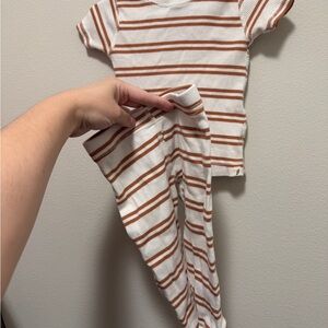 Striped White and Brown Toddler Outfit